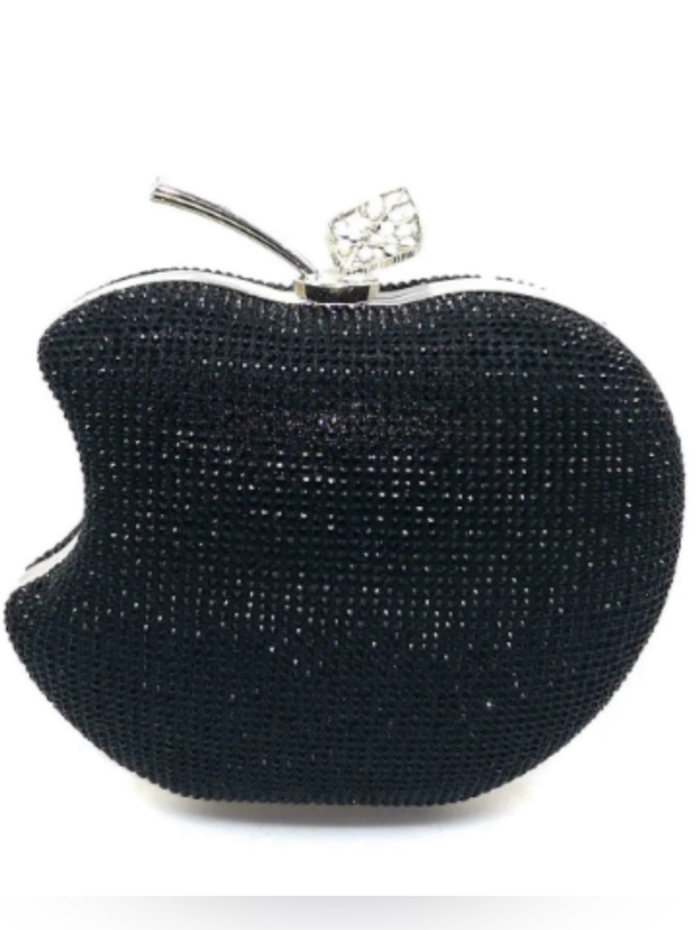 Charisma Apple-Australian Crystal evening bag with leaf closure and chain strap.